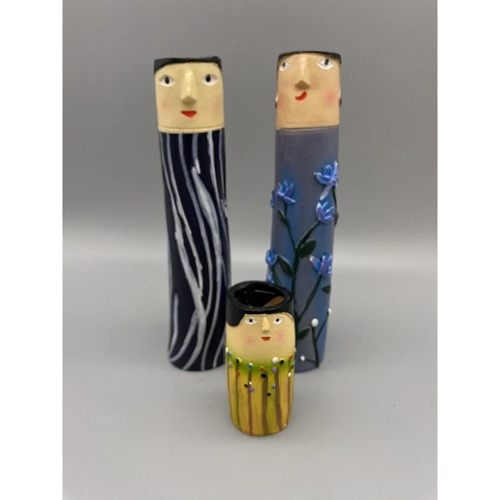 Spring Family‎ Bud Vases, Set of 3, Resin, Bohemian, Retro